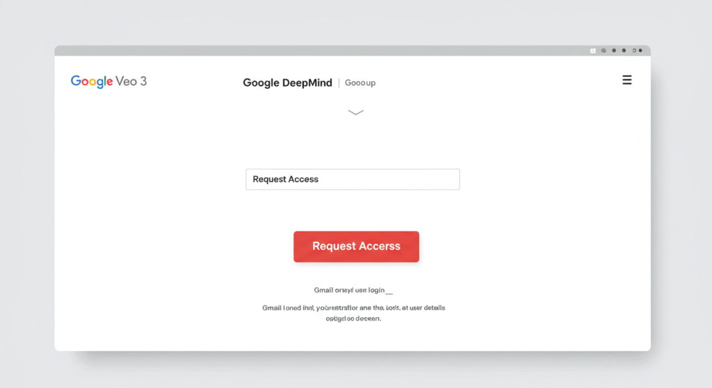llustrated screenshot of the Google Veo 3 sign-up page with Request Access button and Google DeepMind branding